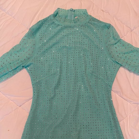 Name In Lights Studded Mesh Mini Dress (MINT) - Picture 5 of 6